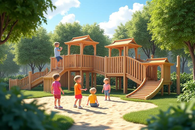 Parque infantil con diseño natural